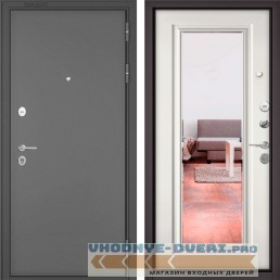Дверь Бульдорс MASS90 Букле антрацид/ 9S-140 Белый софт с зеркалом